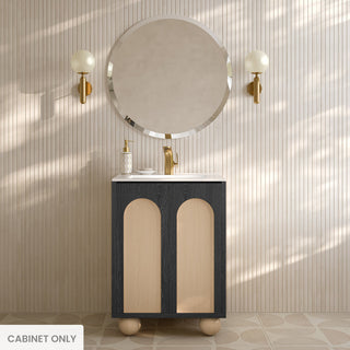 Freestanding Bathroom Vanity Cabinet, Porte, Two Doors in Black Oak