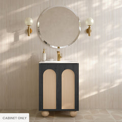 Freestanding Bathroom Vanity Cabinet, Porte, Two Doors in Black Oak