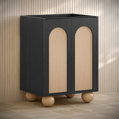 Freestanding Bathroom Vanity Cabinet, Porte, Two Doors in Black Oak