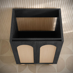 Freestanding Bathroom Vanity Cabinet, Porte, Two Doors in Black Oak