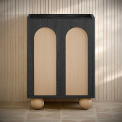 Freestanding Bathroom Vanity Cabinet, Porte, Two Doors in Black Oak