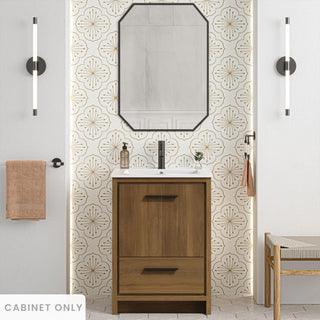 Freestanding Bathroom Vanity Cabinet, Virage, 24 In. with Two Doors in Brown Oak