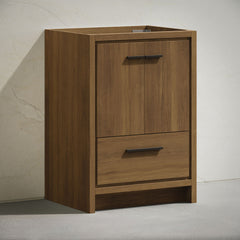 Freestanding Bathroom Vanity Cabinet, Virage, 24 In. with Two Doors in Brown Oak