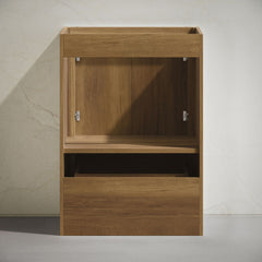 Freestanding Bathroom Vanity Cabinet, Virage, 24 In. with Two Doors in Brown Oak