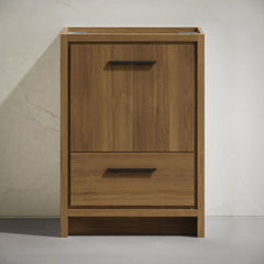 Freestanding Bathroom Vanity Cabinet, Virage, 24 In. with Two Doors in Brown Oak