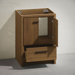 Freestanding Bathroom Vanity Cabinet, Virage, 24 In. with Two Doors in Brown Oak
