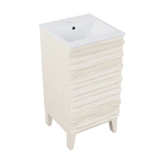 Freestanding Bathroom Vanity, Cascade, 18 Inch with Sink Top in White Oak