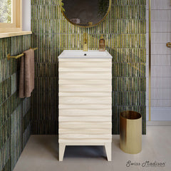 Freestanding Bathroom Vanity, Cascade, 18 Inch with Sink Top in White Oak