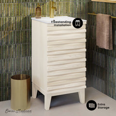 Freestanding Bathroom Vanity, Cascade, 18 Inch with Sink Top in White Oak