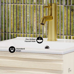 Freestanding Bathroom Vanity, Cascade, 18 Inch with Sink Top in White Oak