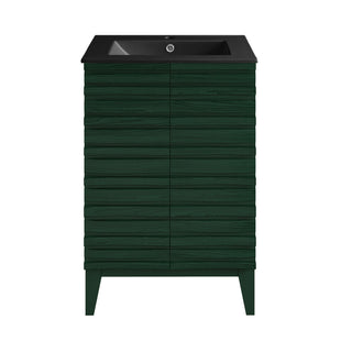 Freestanding Bathroom Vanity, Cascade, 24 In with Black Sink Top in Green Oak