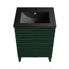 Freestanding Bathroom Vanity, Cascade, 24 In with Black Sink Top in Green Oak