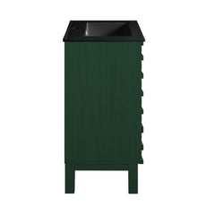 Freestanding Bathroom Vanity, Cascade, 24 In with Black Sink Top in Green Oak