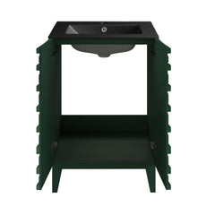 Freestanding Bathroom Vanity, Cascade, 24 In with Black Sink Top in Green Oak