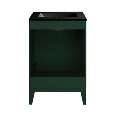 Freestanding Bathroom Vanity, Cascade, 24 In with Black Sink Top in Green Oak