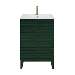 Freestanding Bathroom Vanity, Cascade, 24-Inch with Sink Top in Green Oak
