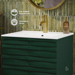 Freestanding Bathroom Vanity, Cascade, 24-Inch with Sink Top in Green Oak