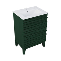Freestanding Bathroom Vanity, Cascade, 24-Inch with Sink Top in Green Oak