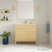 Freestanding Bathroom Vanity, Cascade, 30 in with Ceramic Sink Top in Natural Oak