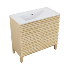 Freestanding Bathroom Vanity, Cascade, 30 in with Ceramic Sink Top in Natural Oak