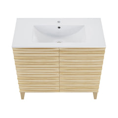 Freestanding Bathroom Vanity, Cascade, 30 in with Ceramic Sink Top in Natural Oak