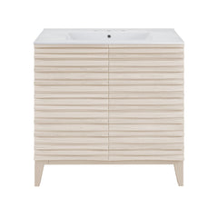 Freestanding Bathroom Vanity, Cascade, 30-Inch with Ceramic Top in White Oak