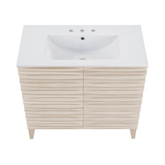 Freestanding Bathroom Vanity, Cascade, 30-Inch with Ceramic Top in White Oak