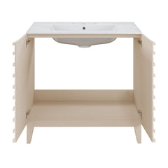 Freestanding Bathroom Vanity, Cascade, 30-Inch with Ceramic Top in White Oak