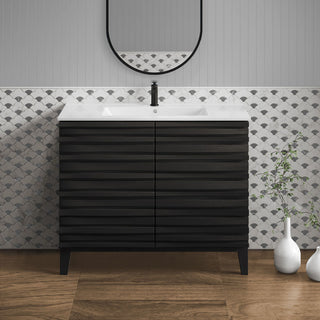 Freestanding Bathroom Vanity, Cascade, 30 Inch with Sink Top in Black Oak
