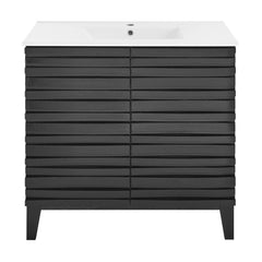 Freestanding Bathroom Vanity, Cascade, 30 Inch with Sink Top in Black Oak