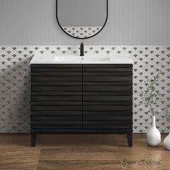 Freestanding Bathroom Vanity, Cascade, 30 Inch with Sink Top in Black Oak