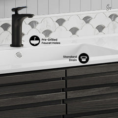 Freestanding Bathroom Vanity, Cascade, 30 Inch with Sink Top in Black Oak