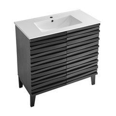 Freestanding Bathroom Vanity, Cascade, 30 Inch with Sink Top in Black Oak