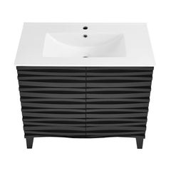 Freestanding Bathroom Vanity, Cascade, 30 Inch with Sink Top in Black Oak