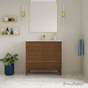 Freestanding Bathroom Vanity, Cascade, 30 Inch with Sink Top in Brown Oak