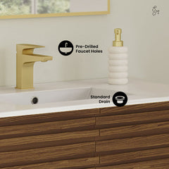 Freestanding Bathroom Vanity, Cascade, 30 Inch with Sink Top in Brown Oak