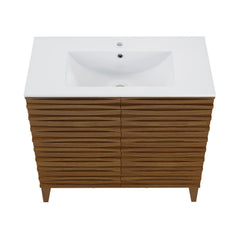 Freestanding Bathroom Vanity, Cascade, 30 Inch with Sink Top in Brown Oak