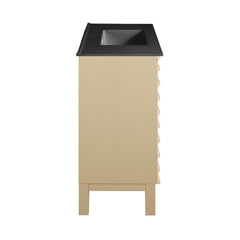 Freestanding Bathroom Vanity, Cascade, 36 Inch with Black Ceramic Sink Top in Natural Oak