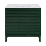 Freestanding Bathroom Vanity, Cascade, 36 Inch with Ceramic Top in Green Oak