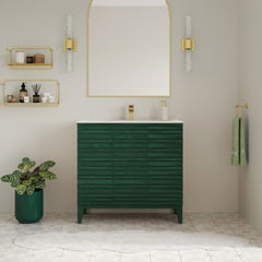 Freestanding Bathroom Vanity, Cascade, 36 Inch with Sink Top in Green Oak