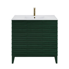 Freestanding Bathroom Vanity, Cascade, 36 Inch with Sink Top in Green Oak