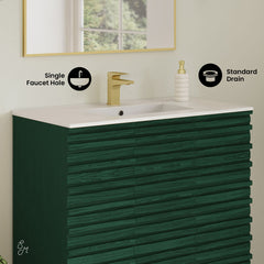 Freestanding Bathroom Vanity, Cascade, 36 Inch with Sink Top in Green Oak
