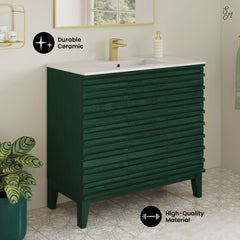 Freestanding Bathroom Vanity, Cascade, 36 Inch with Sink Top in Green Oak