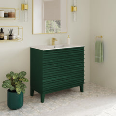 Freestanding Bathroom Vanity, Cascade, 36 Inch with Sink Top in Green Oak