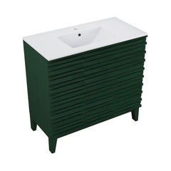 Freestanding Bathroom Vanity, Cascade, 36 Inch with Sink Top in Green Oak