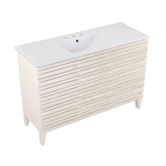Freestanding Bathroom Vanity, Cascade, 48 in with Widespread Sink Top in White Oak