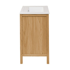Freestanding Bathroom Vanity, Chateau, 2 Doors with Ceramic Sink in Golden Oak