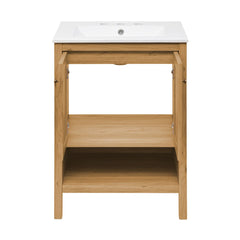 Freestanding Bathroom Vanity, Chateau, 2 Doors with Ceramic Sink in Golden Oak