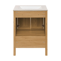 Freestanding Bathroom Vanity, Chateau, 2 Doors with Ceramic Sink in Golden Oak