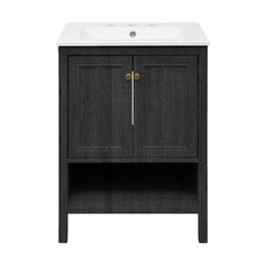 Freestanding Bathroom Vanity, Chateau, 24 in with Sink Top in Black Oak